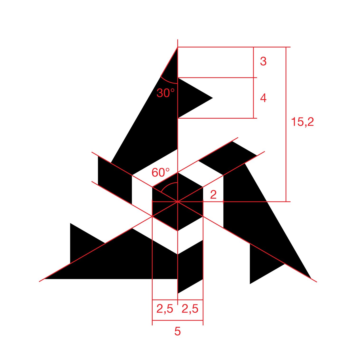 EDC hazard symbol technical drawing with measurements and specifications